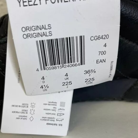 Adidas Yeezy Powerphase Calabasas Core Black Leather Sneaker Low Top Mens 4.5 US - Picture 8 of 12